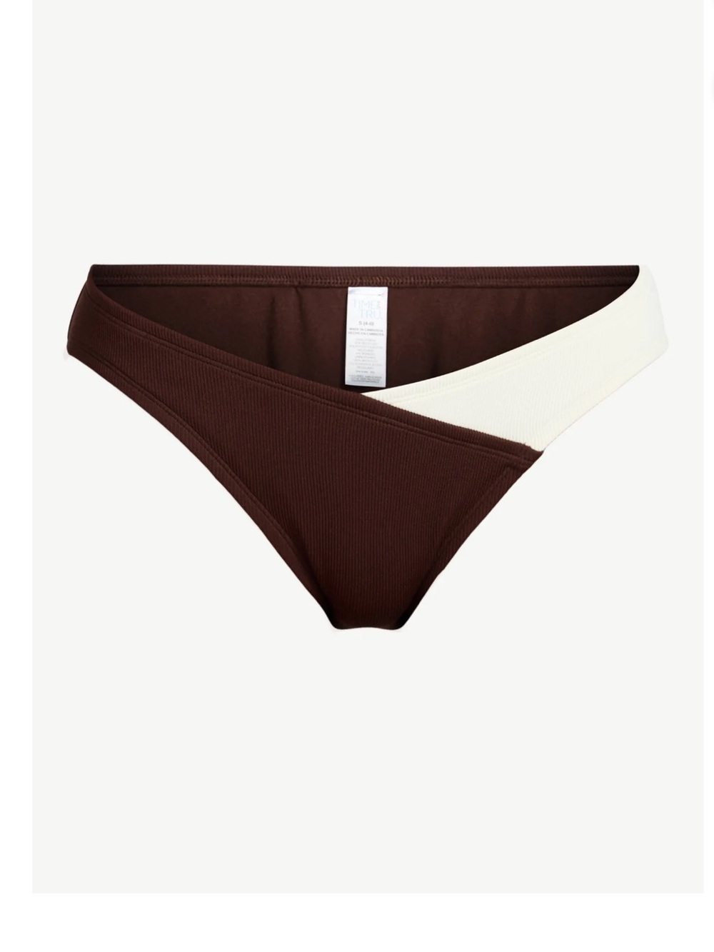 Time and Tru Colorblock Bikini Bottoms Brown Cream Textured NWT XL